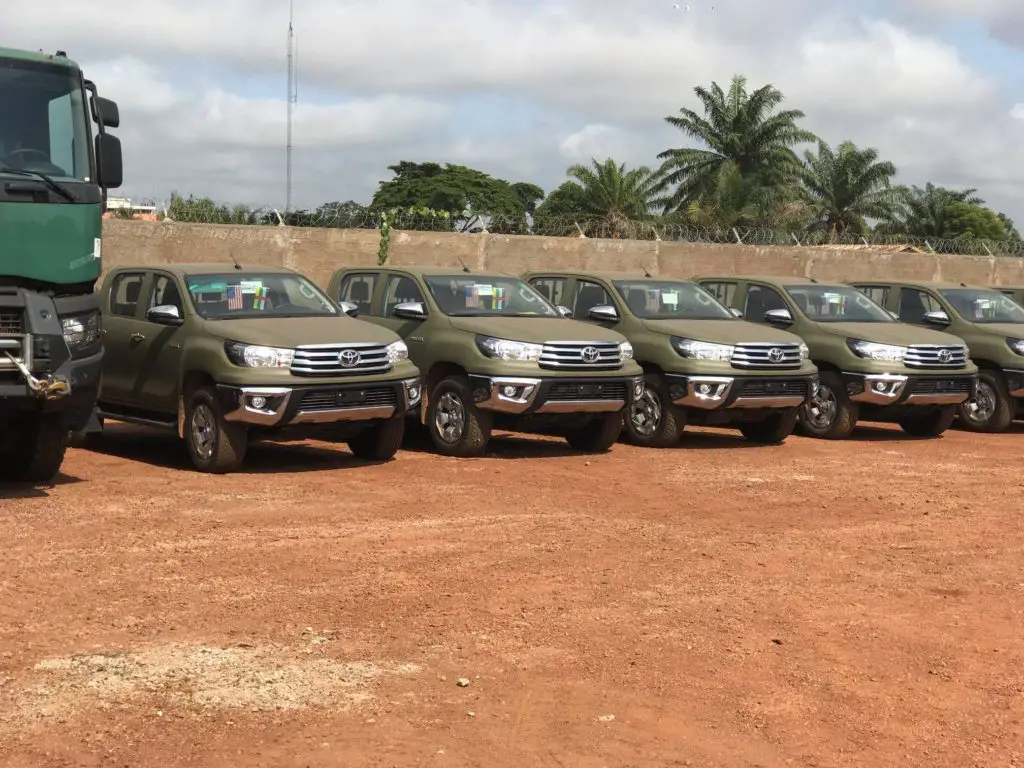 Vehicles donated by the US to CAR's military