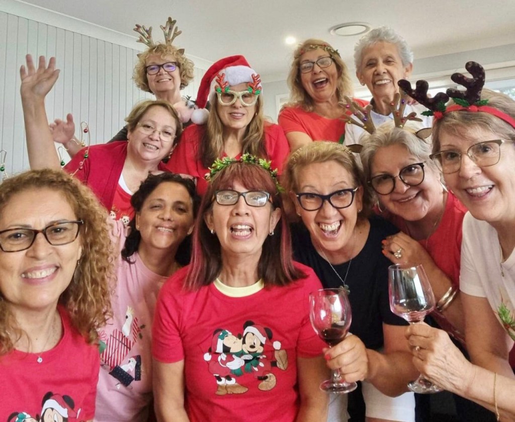 Women celebrating Christmas
