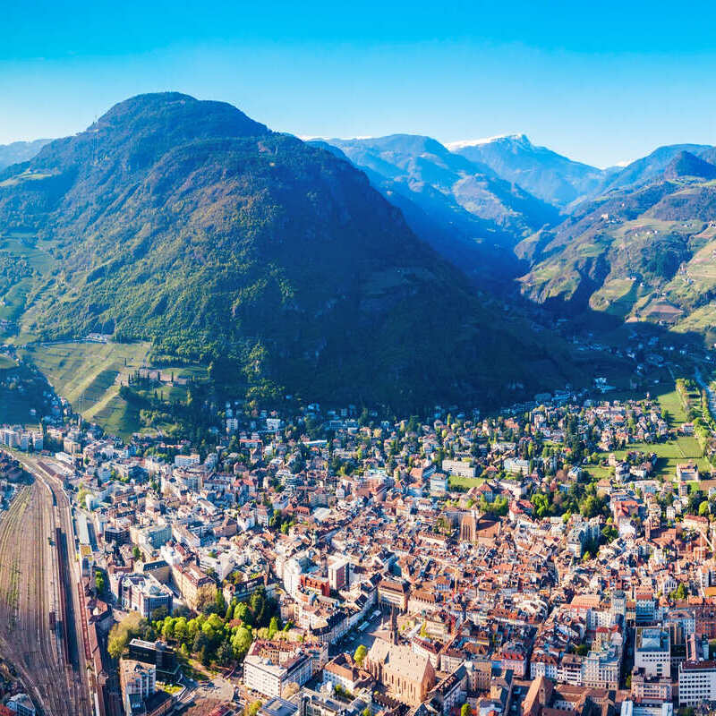 Panoramic View Of Bolzano Or Bozen In South Tyrol, Alpine North Of Italy, Southern Europe