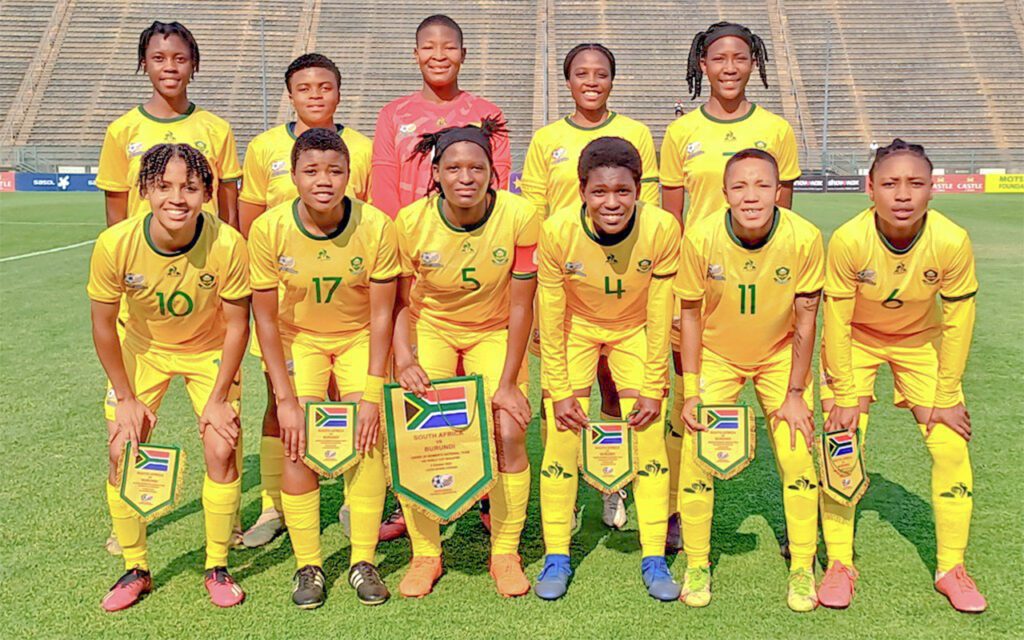 The South African U20 Women’s National Team, Basetsana in their team pic ahead of their ‘away’ 2024 FIFA U20 Women’s World Cup qualification tie, in Atteridgeville on Sunday, 8 October, 2023. Photo: SAFA on X