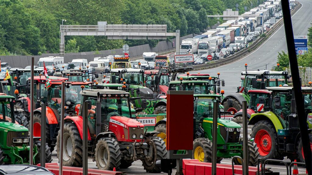 Farmers block Spanish-French border in major pre-EU elections protest