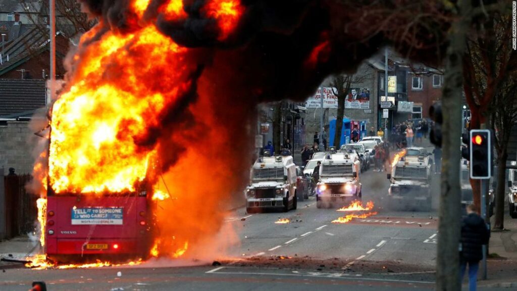 Northern Ireland riots: Bus torched in more Belfast violence as British and Irish leaders call for calm