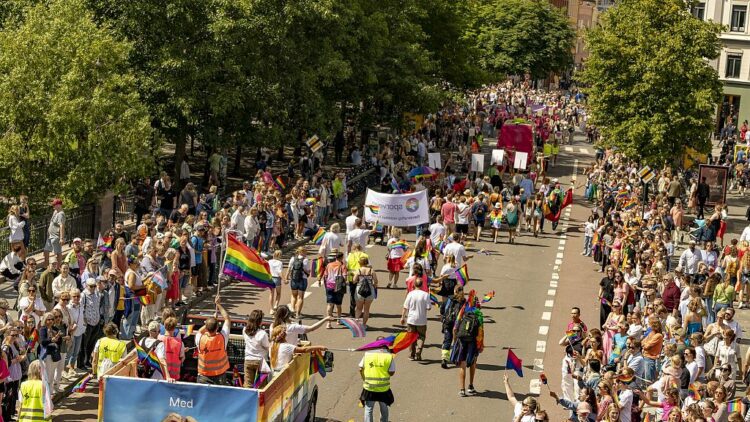 Norway's LGBTQ community party at the Pride parade in Oslo