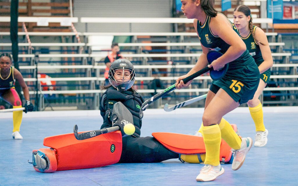 The Spar South Africa indoor women's team was awarded a 5-0 forfeit victory on the opening day of the Indoor Africa Cup in Swakopmund, after Botswana was unable to honour the fixture due to travel difficulties. Photos: SA Hockey Association / Zac Zinn