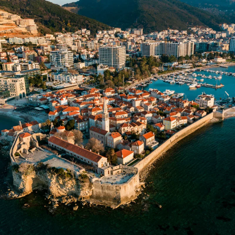 Aerial view of Budva, Montenegro