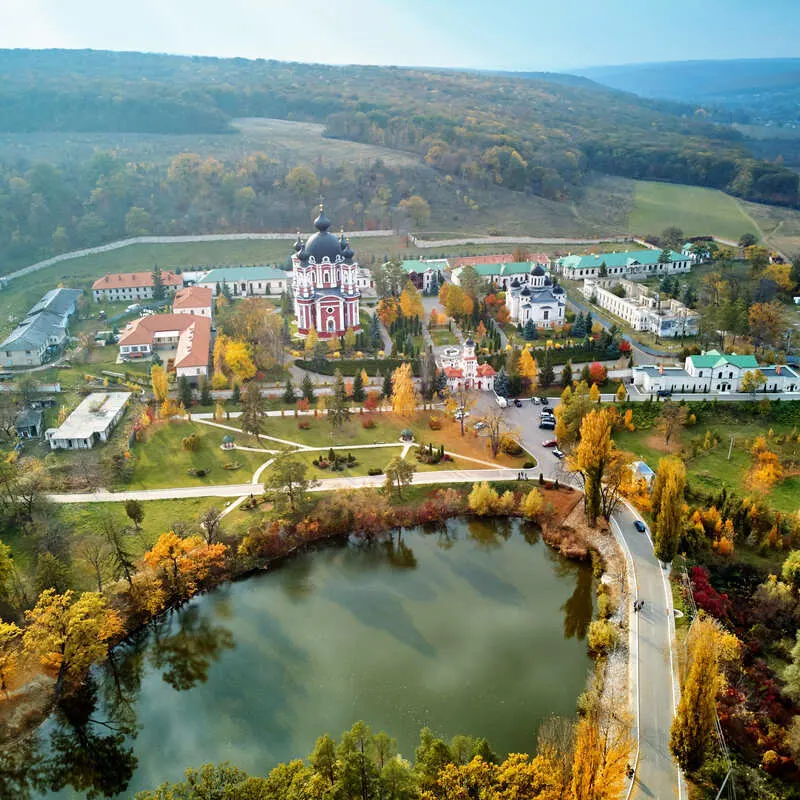 Aerial View Of The Curchi Monastery In Moldova, Eastern Europe