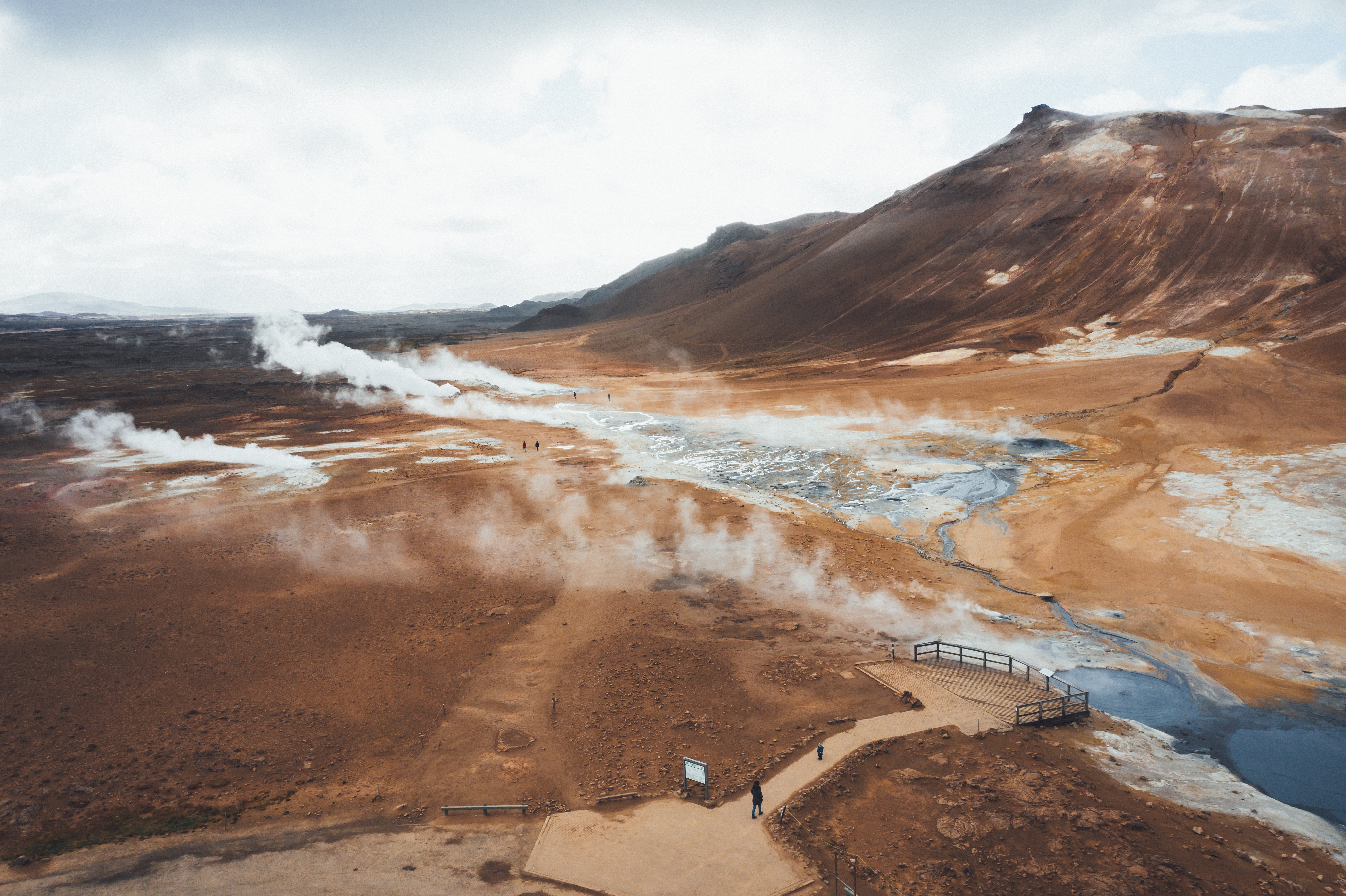 In the geothermal area of Hverir you’ll find an ochre-hued plain with bubbling mud pots