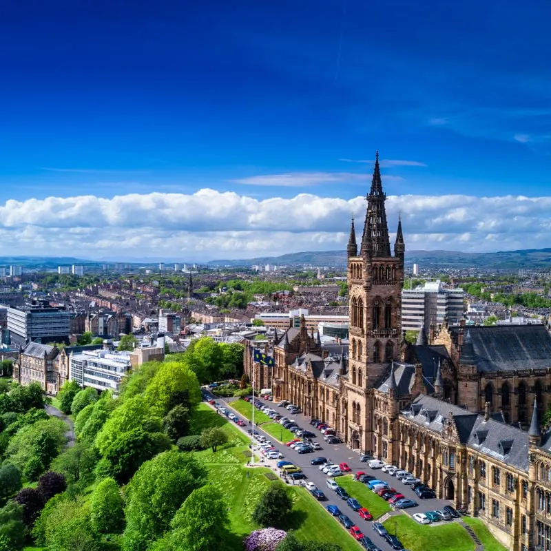 Aerial View Of Glasgow, Scotland, United Kingdom