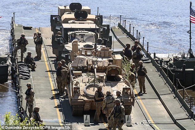 American troops take part in a joint NATO exercise during Steadfast Defender in May 2024