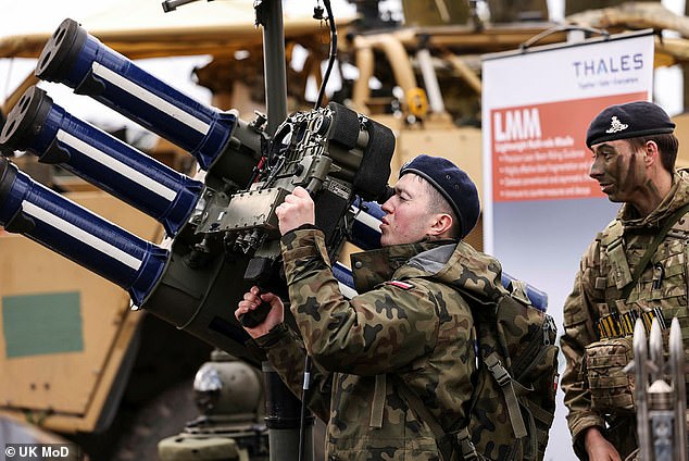 A Polish Soldier gets to grips with a British Starstreak SP HVM during the Exercise Polish Dragon NATO Media facility