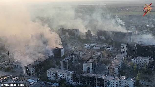 Damaged properties in Vovchansk in the Kharkiv region of Ukraine, released June 2, 2024