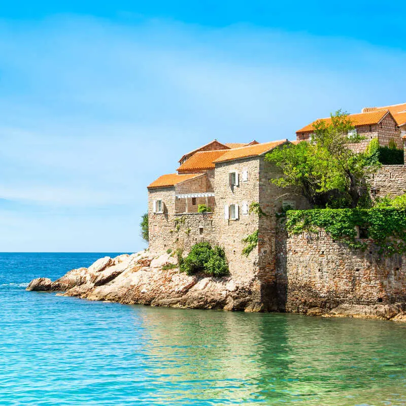 Quaint Adriatic Village On The Shores Of The Adriatic Sea, Montenegro, South Eastern Europe, Balkan Peninsula