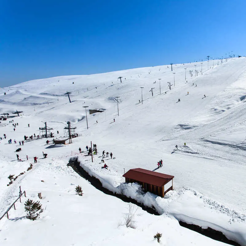Aerial View Of Popova Sapka Ski Center In North Macedonia, South Eastern Europe