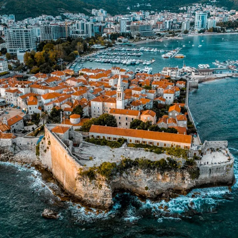 Aerial View Of The Old Town Of Budva, Montenegro