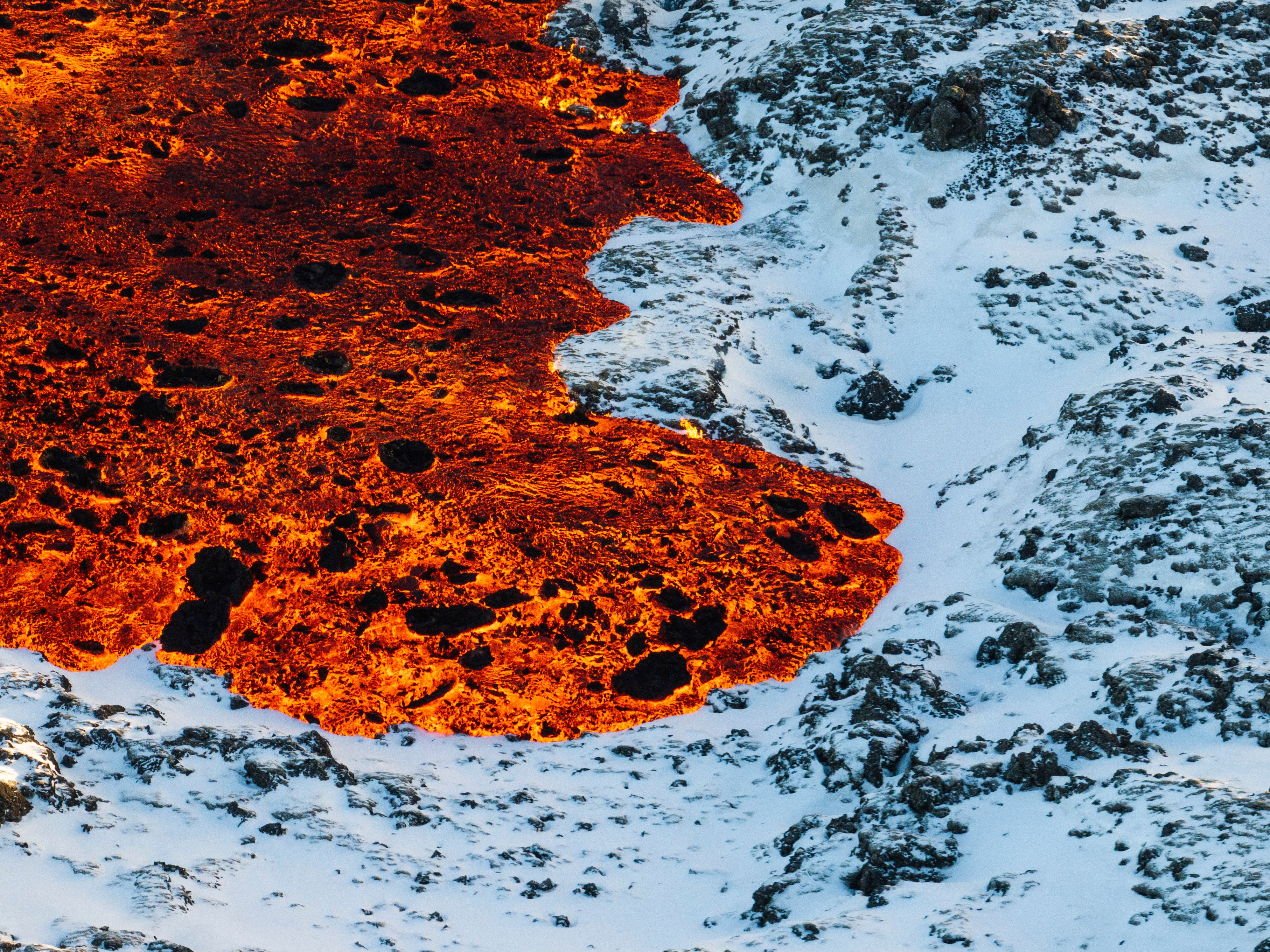 A lava field seen near the Sylingarfell volcano,