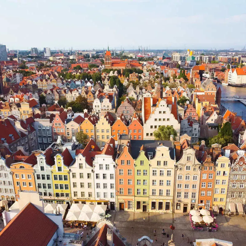 Aerial View Of Gdansk Old Town, Poland, Central Eastern Europe