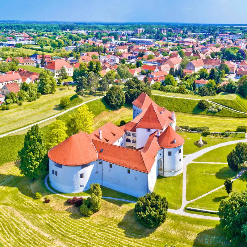 Aerial View Of Historical Town Of Varazdin In Northern Croatia, Central Europe