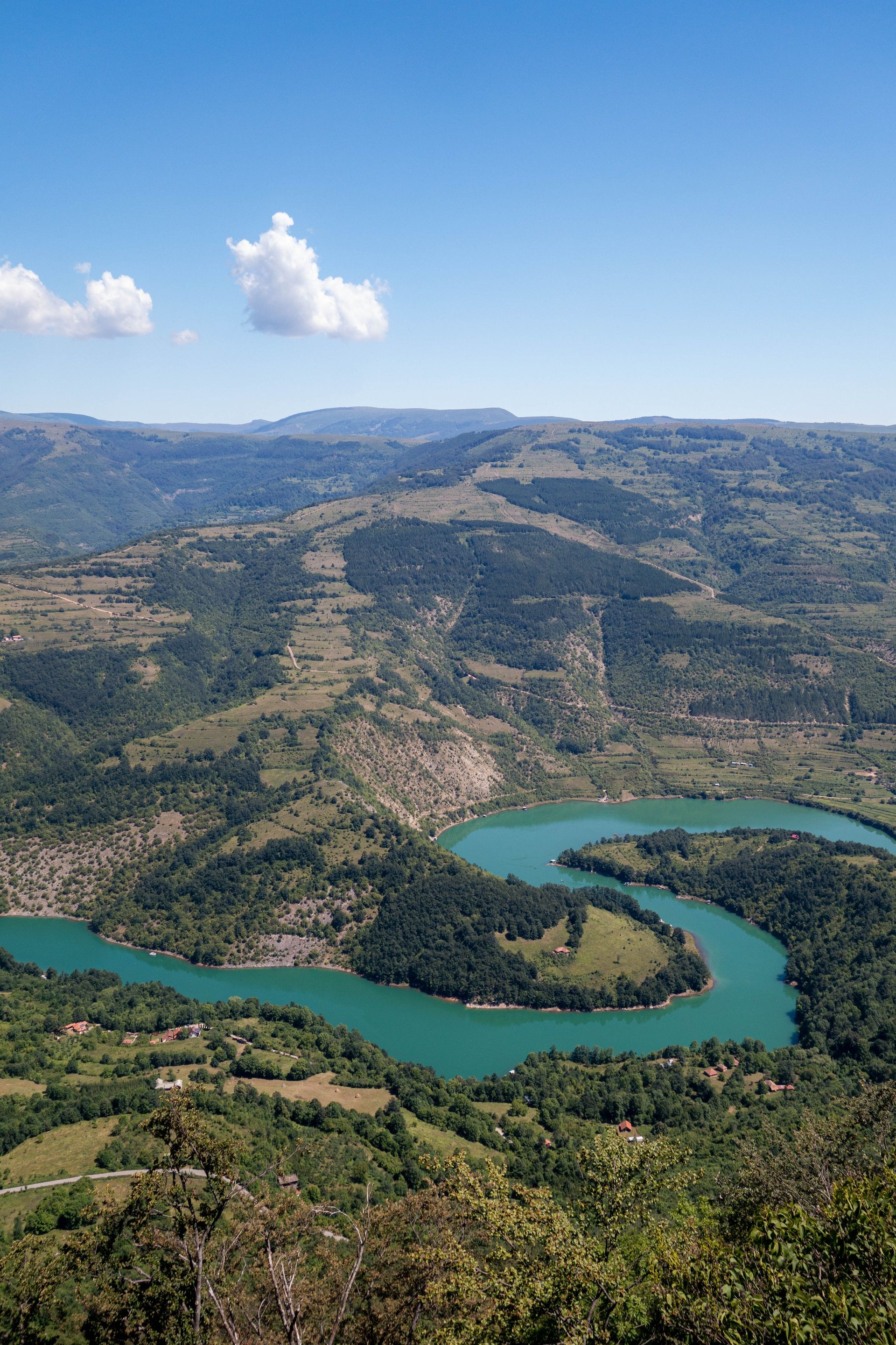 An aerial view of Uvac Canyon in Serbia 