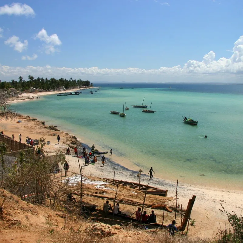 View Of The Indian Ocean And A Small Fishing Village In Mozambique