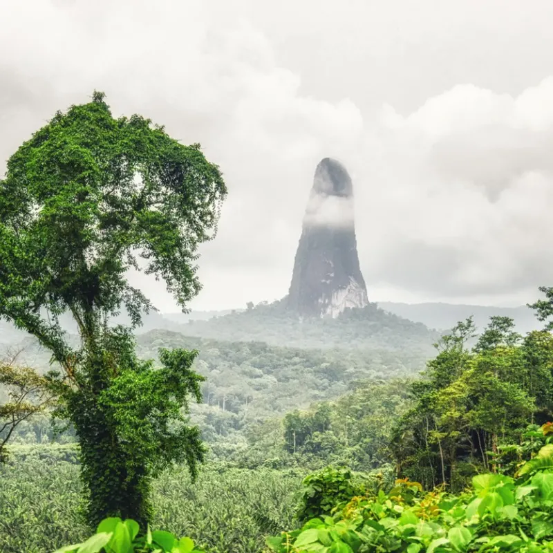 Cao Grande Peak In Sao Tome And Principe, Africa