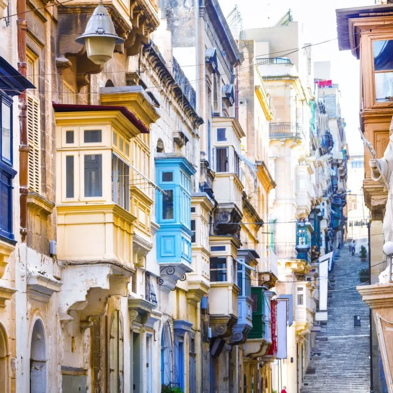A typical cobbled street in Valletta, Malta 