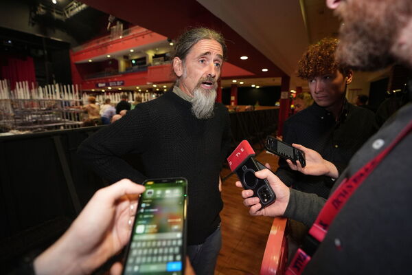 Candidate Luke 'Ming' Flanagan speaking to the media during the counting of votes at TF Royal Theatre in Castlebar on Monday. Picture: Niall Carson/PA Wire