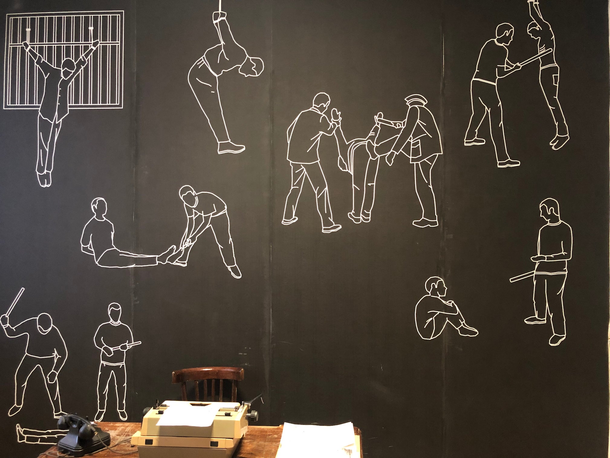 An installation shows torture positions used by the Sigurimi, Albania’s Communist-era domestic spy service, at The House of Lives, a former intelligence headquarters now a museum in Tirana