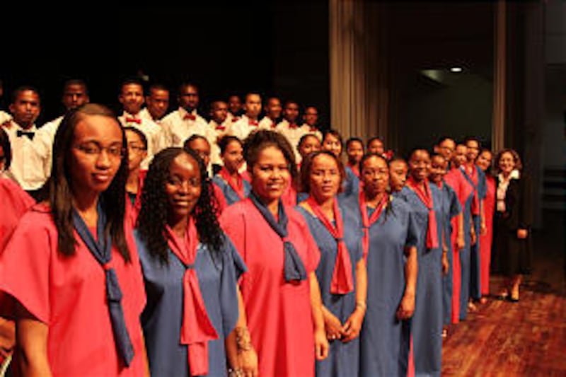 Choir members are ready for the meeting in which the Praia Cape Verde Stake was organized on April 2