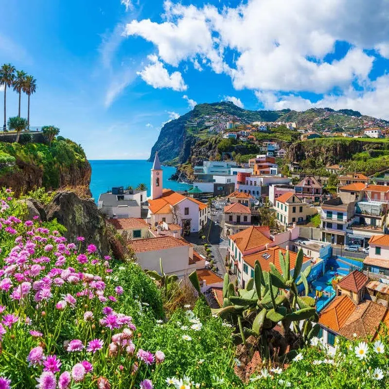 View Of A Coastal Town In Madeira, A Pacific Island Part Of Portugal