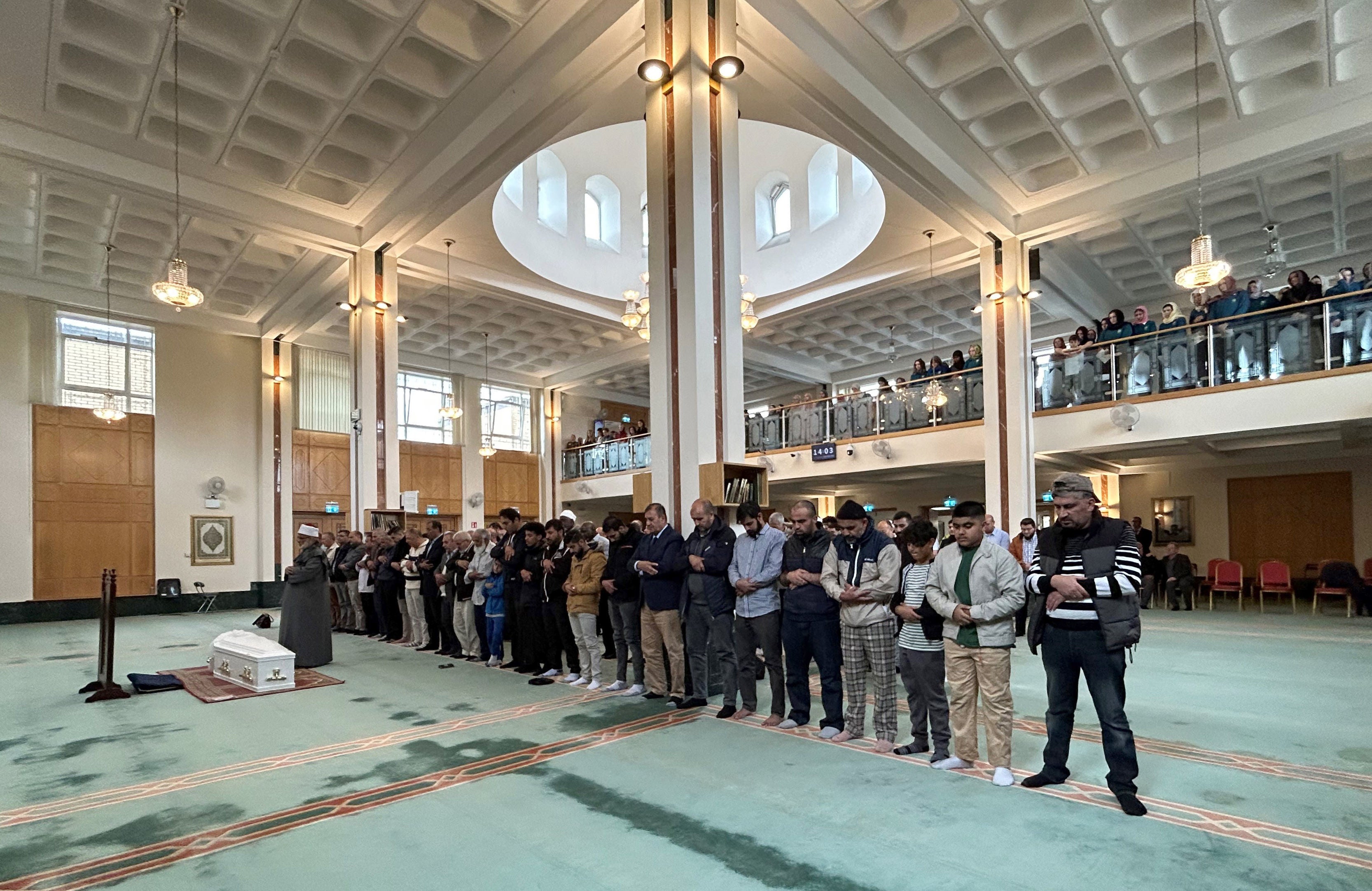 A prayer service for Dlava Mohamed at the Islamic Cultural Centre in Dublin