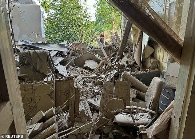A view shows a damaged private house at the site of a Russian air strike, amid Russia's attack on Ukraine, in Kharkiv, Ukraine June 27, 2024