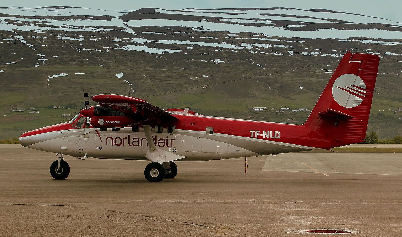 A Norlandair DHC-6 Twin Otter at Aurkeyri Airport Iceland.