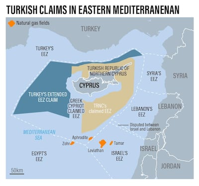 Maritime borders and EEZs in the eastern Mediterranean Sea.