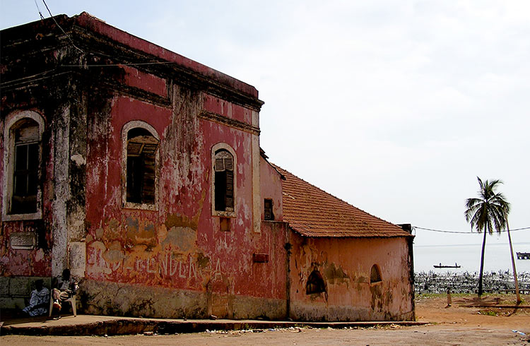 Old colonial house at the port of Bissau (Guinea-Bissau)