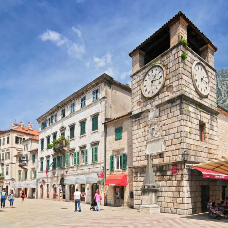 Clock Tower inside Stari Grad. Kotor Montenegro