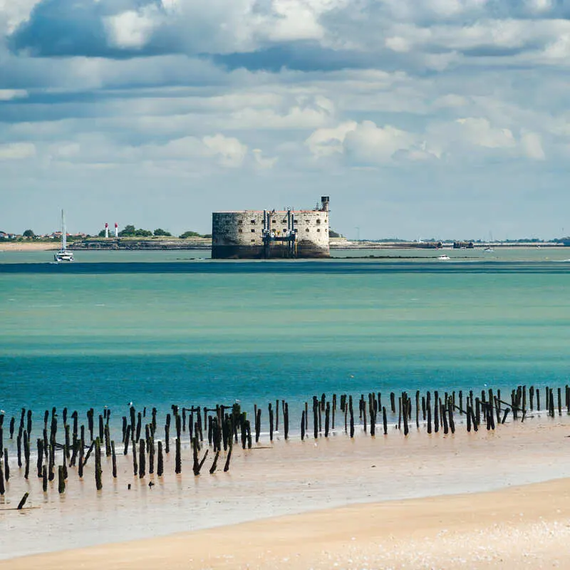 Fort Boyard Seen From A Beach In Charente-Maritime, France, Europe