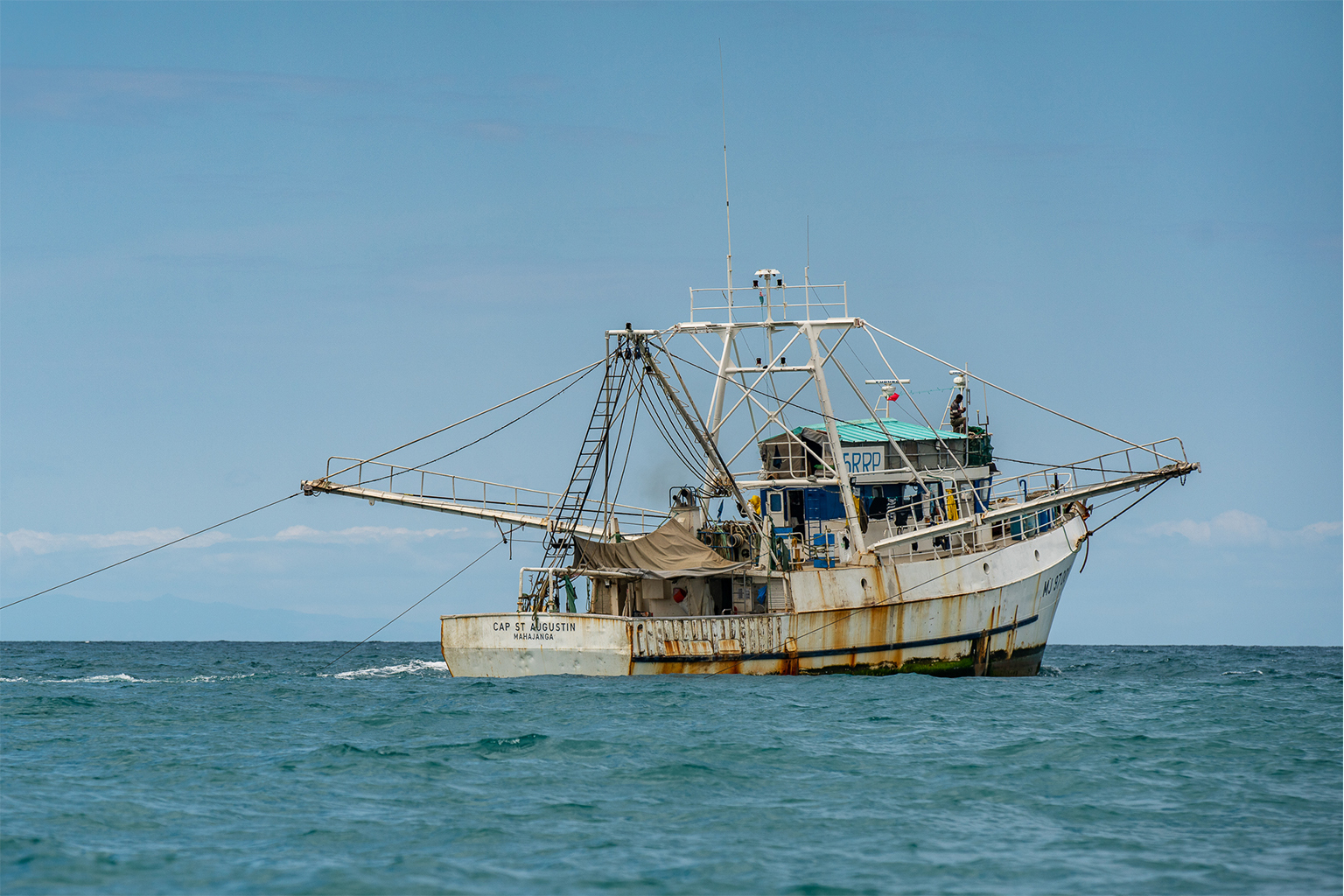 The fishing trawler Cap-Saint Augustin fishing off the shore of Nosy Faly. 