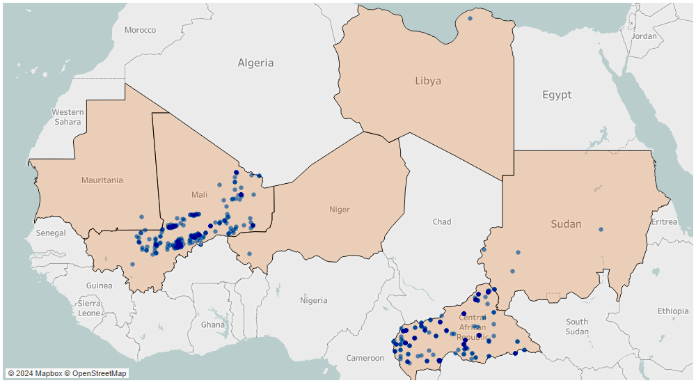 Political violence events involving⁢ Wagner/Africa Corps since Jan 2022